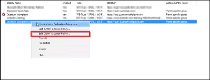 8 Click Edit Claim Issuance Policy