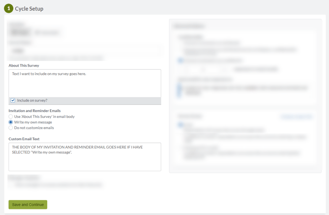About This Survey Custom Message option