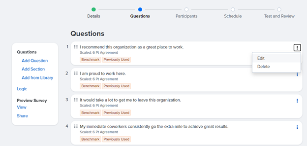 Editing a survey question
