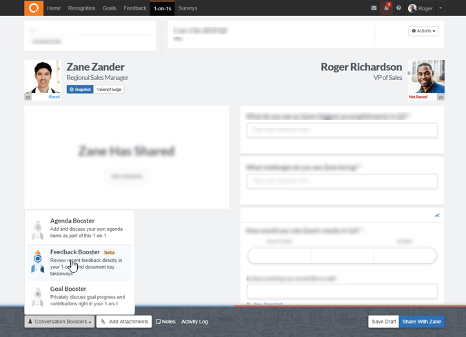 Feedback Booster within 1-on-1