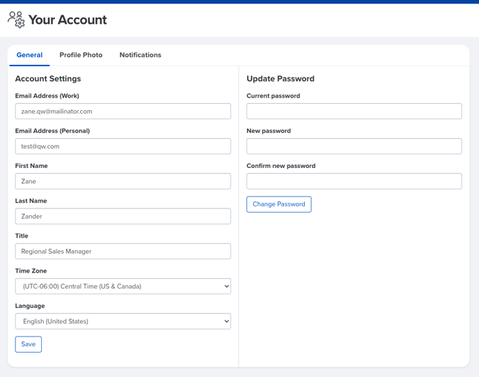 account settings - general