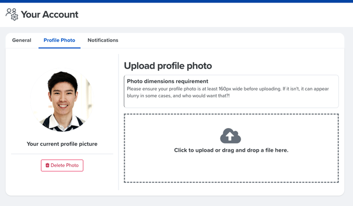 account settings - profile photo