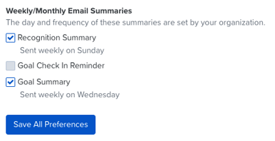 notification preferences - email summaries