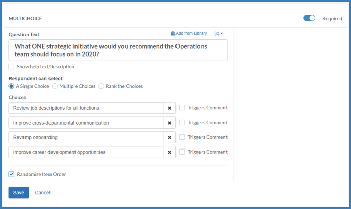 Randomize item order set up