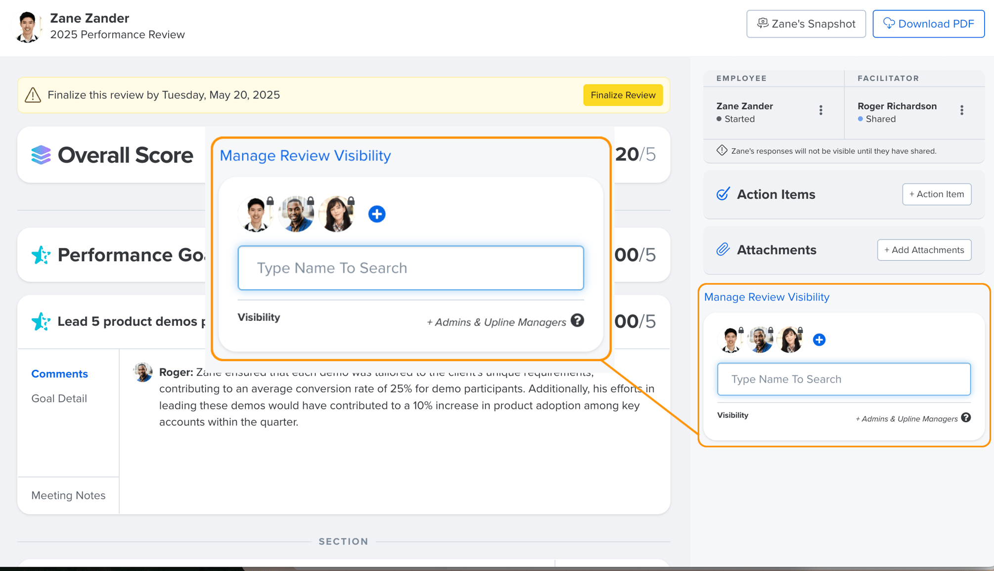 Manage Performance Review Visibility