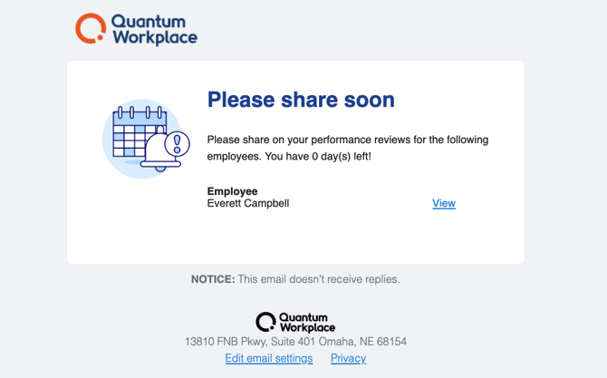 Manager Share Reminder