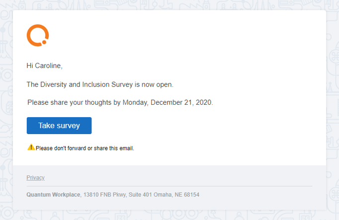 Survey Invitation default message