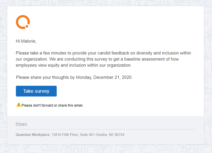 Survey Invitation with custom Invitation Message