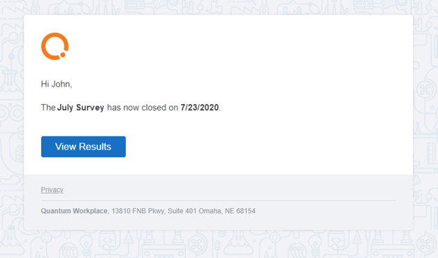 Survey closed notification