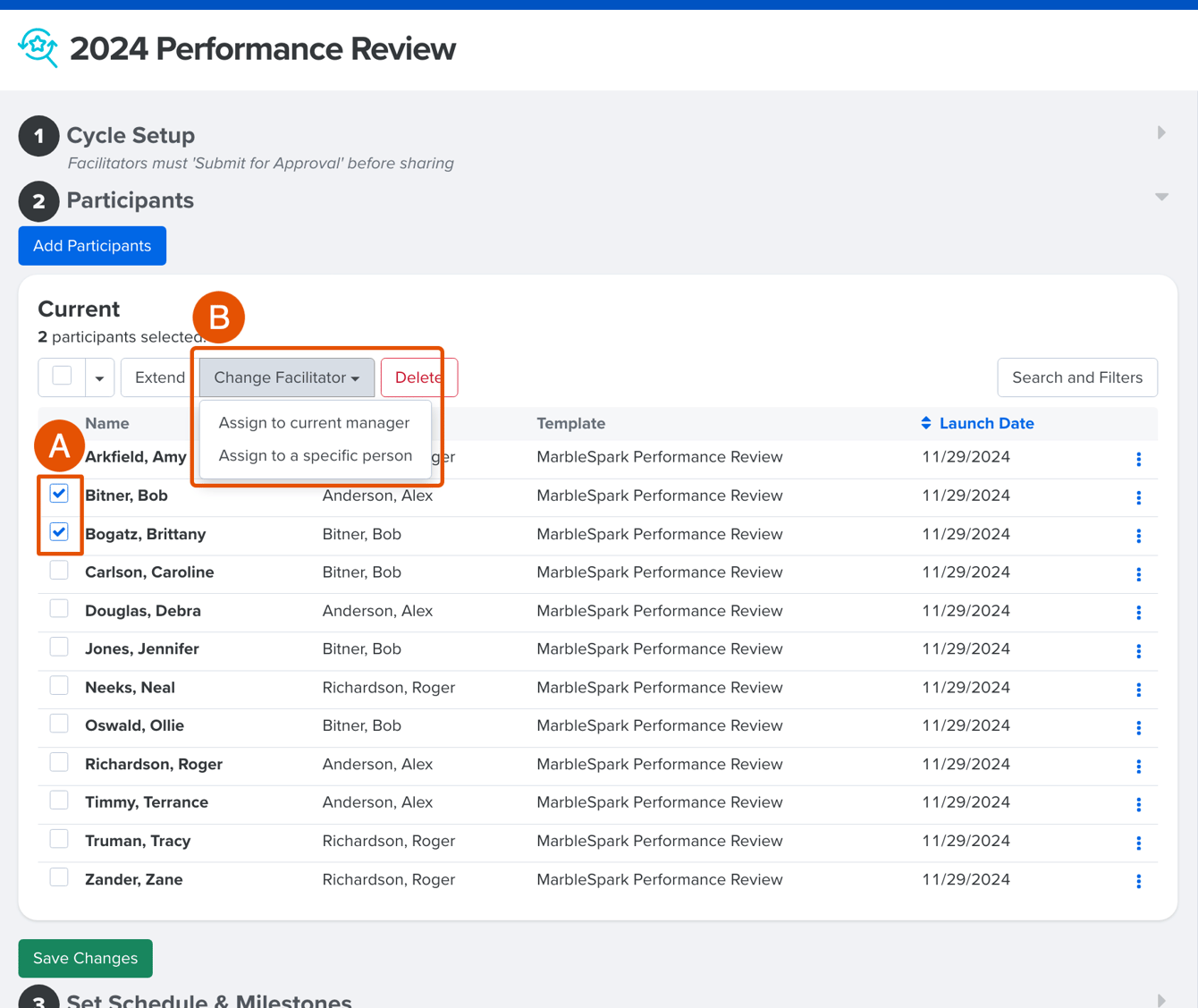 Manage Performance Review Facilitators