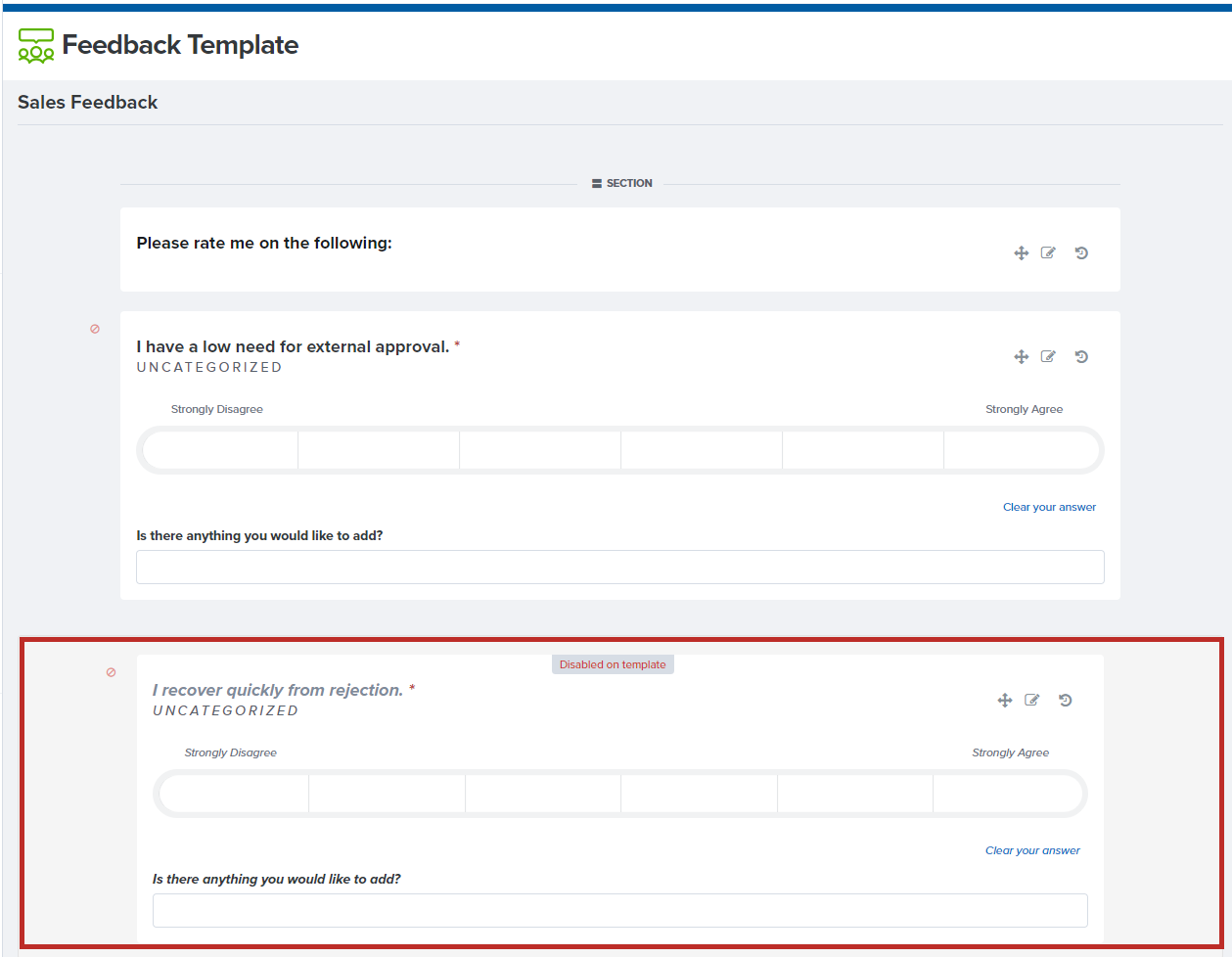 Editing Questions on a Live Template