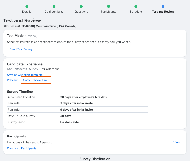 Test Survey Communications & Preview Surveys